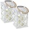 Modern Crosshatch Outdoor Solar Lantern - 9 in - White - Set of 2